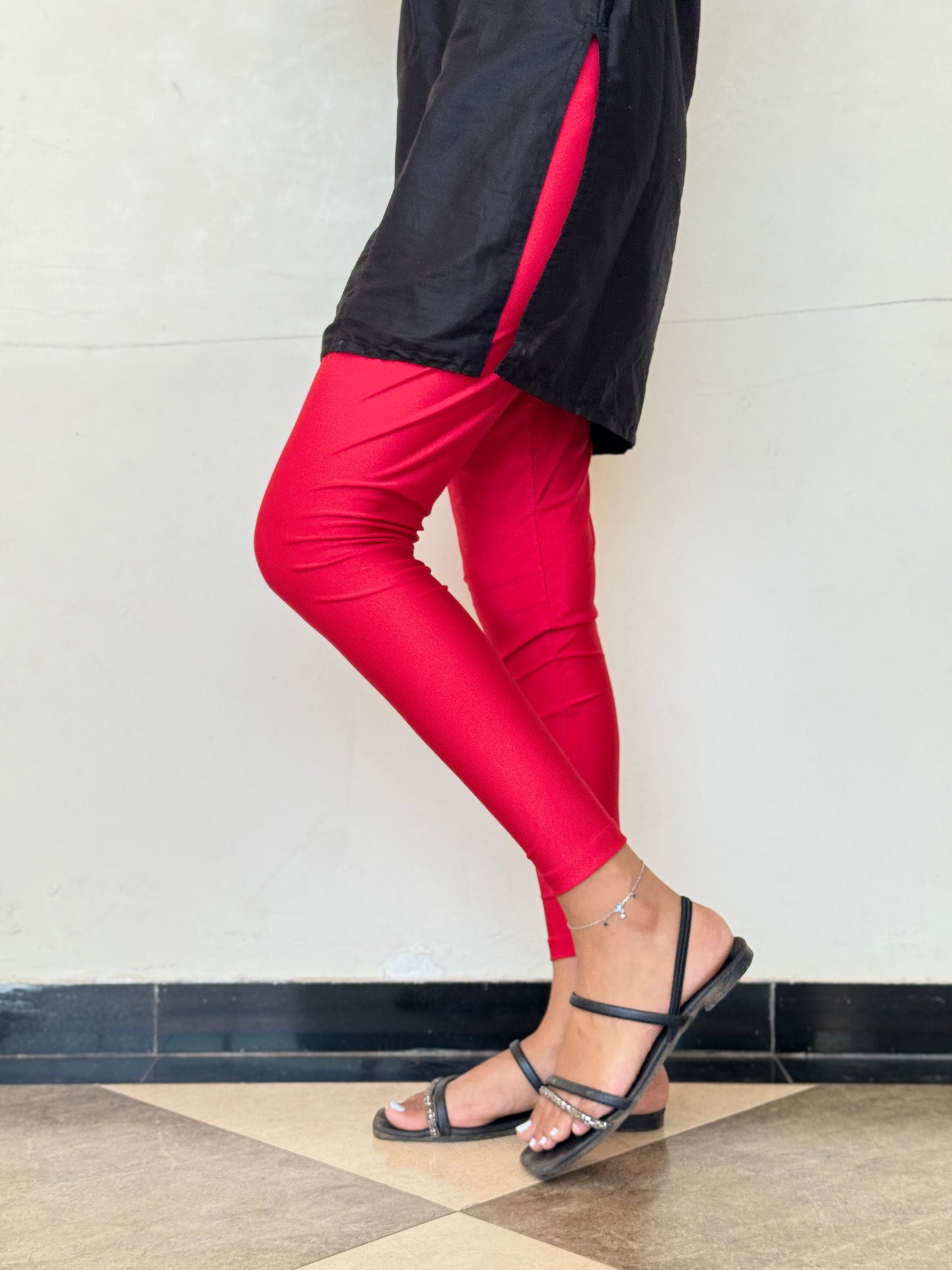 Red Shimmer Leggings – Bold, Fierce & Fabulous